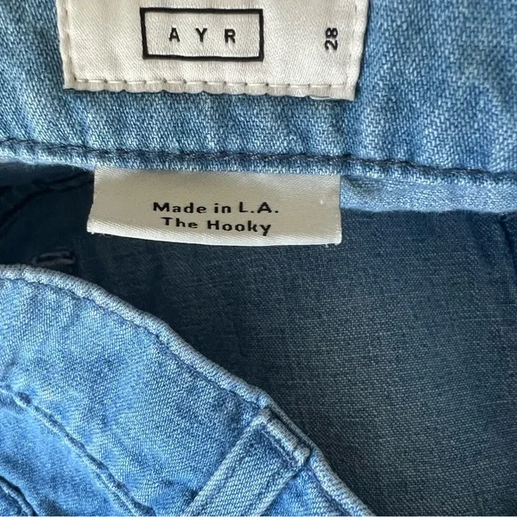 Ayr "The Hooky" High Rise Pleated Cotton/Hemp Size 28 Light Blue - Picture 11 of 15